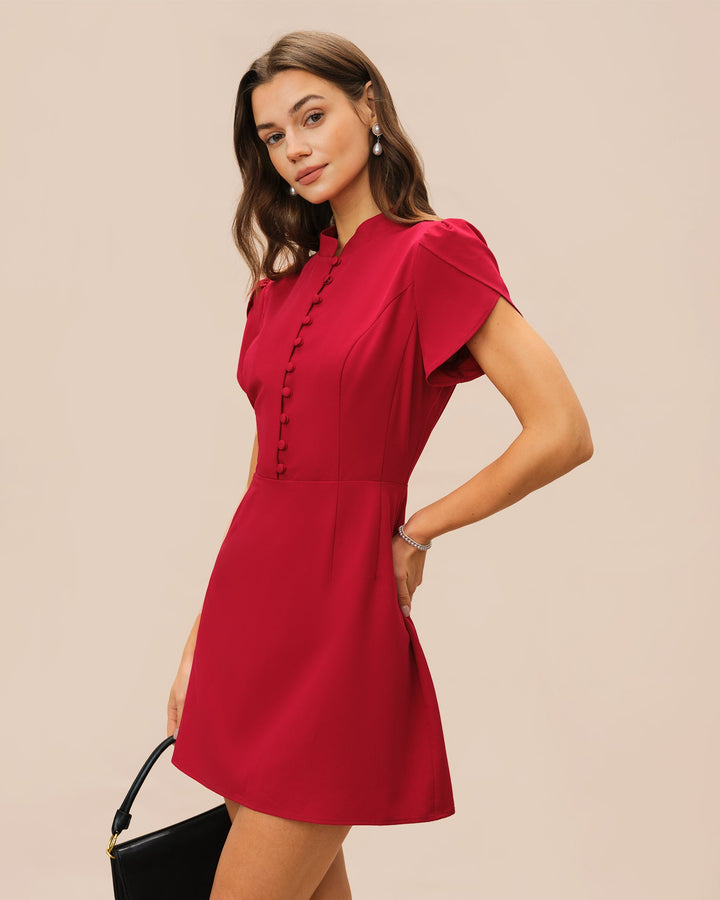 Morgan and Brooke | Red Petal Sleeve Mini Dress