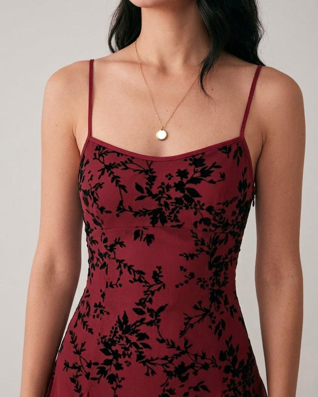 Morgan and Brooke | Floral Mini Dress for Women in Wine Red