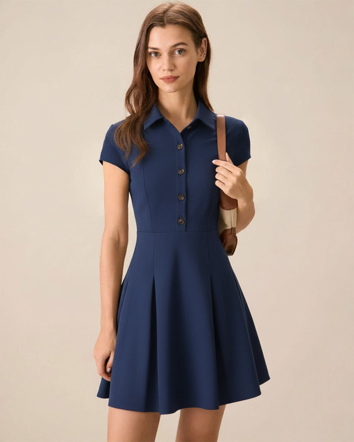 Morgan and Brooke | Navy Collar Button Mini Dress