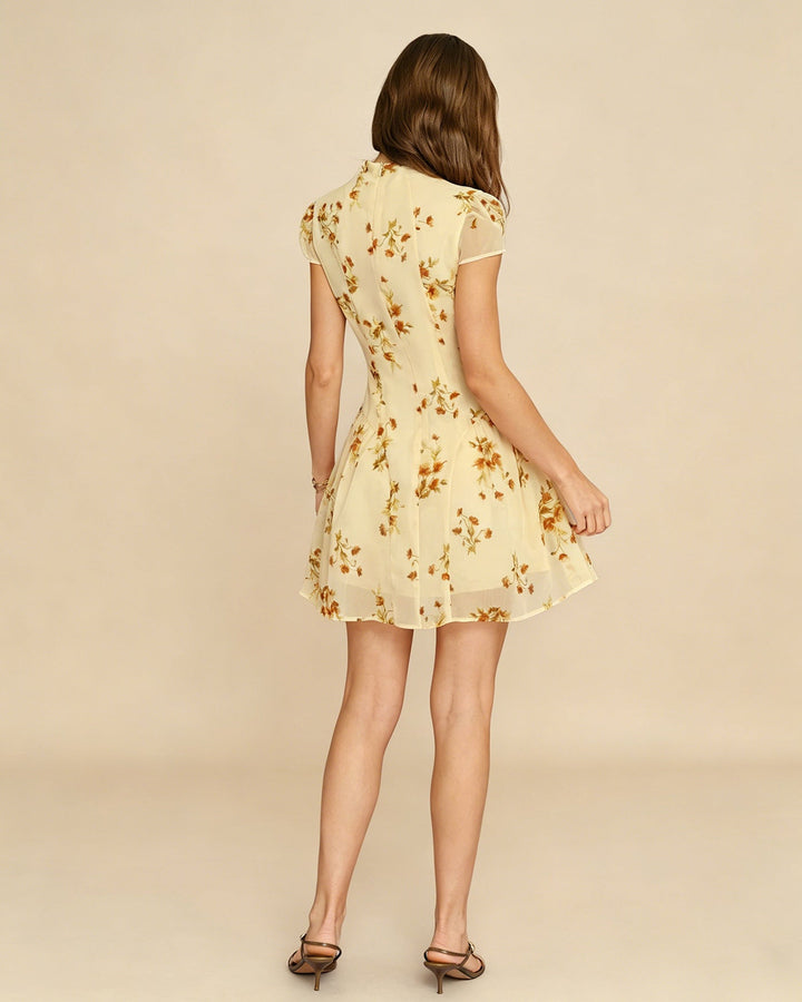 Morgan and Brooke | Light Yellow Floral Mini Dress