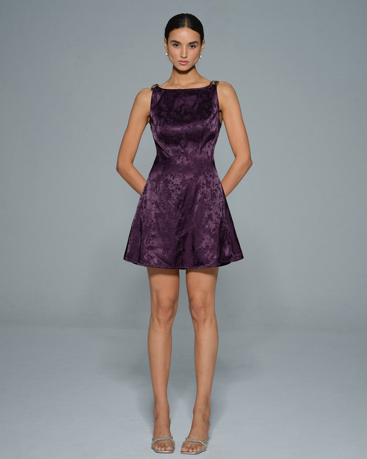 Morgan and Brooke | Floral Mini Dress for Women in Purple