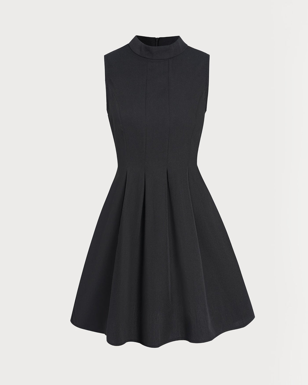Morgan and Brooke | Black Mock Neck Ruched Sleeveless Mini Dress