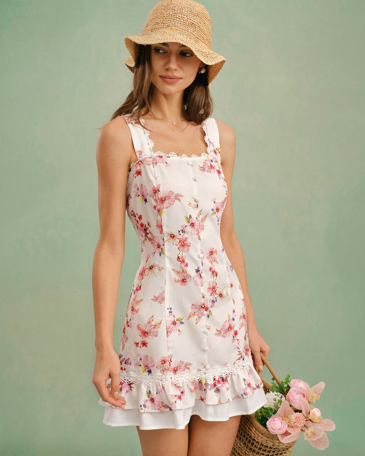 Morgan and Brooke | Floral Square Neck Mini Dress