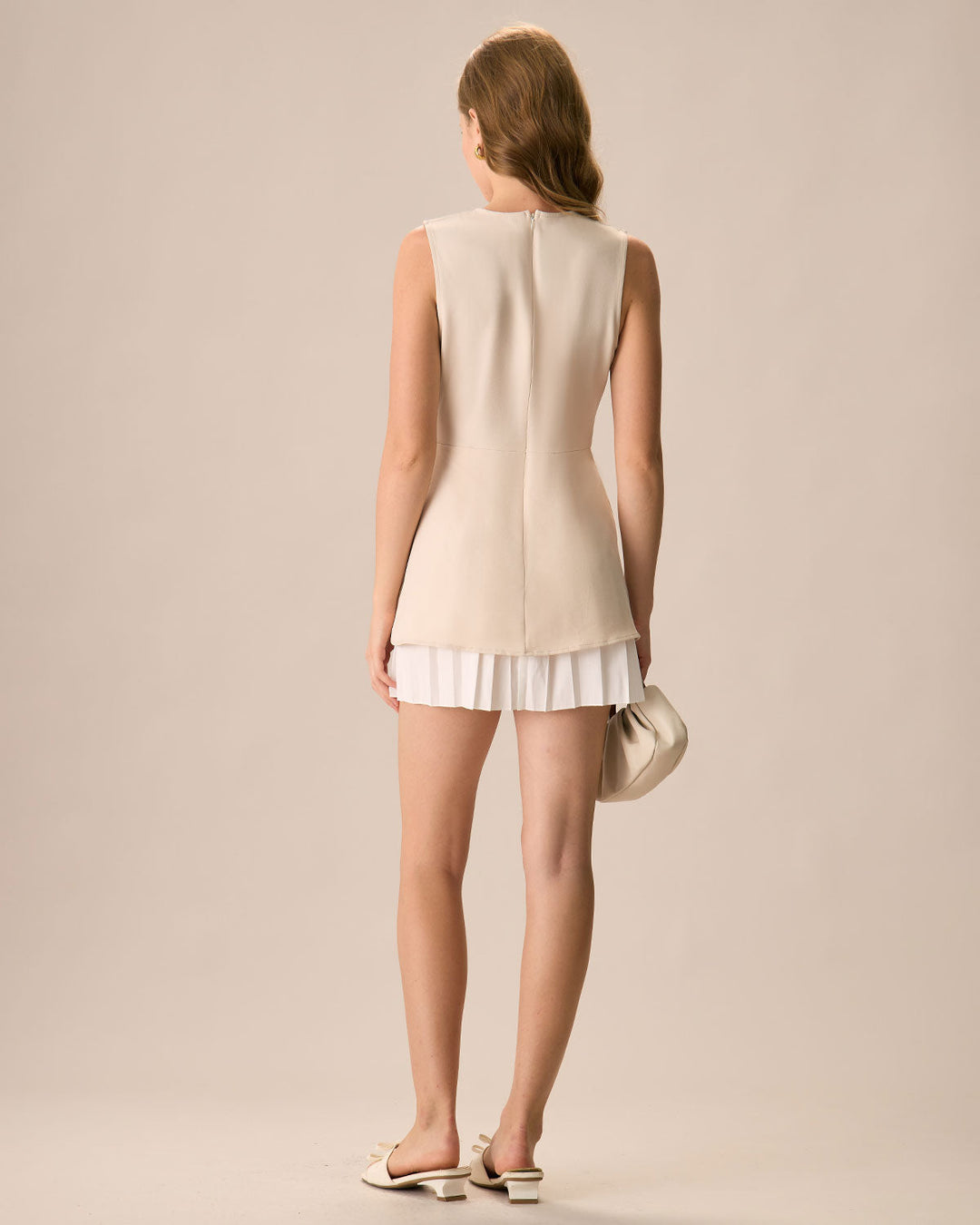 Morgan and Brooke | Apricot Splicing Pleated Mini Dress