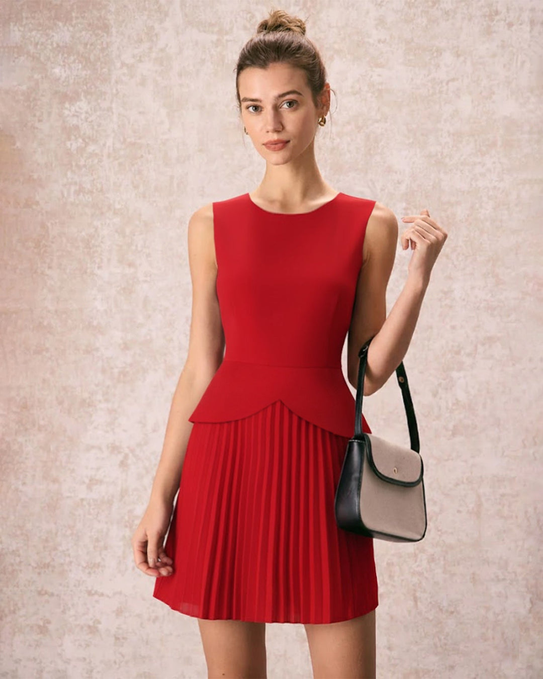Morgan and Brooke | Ruched Mini Dress for Women in Red