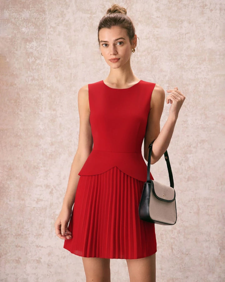 Morgan and Brooke | Ruched Mini Dress for Women in Red
