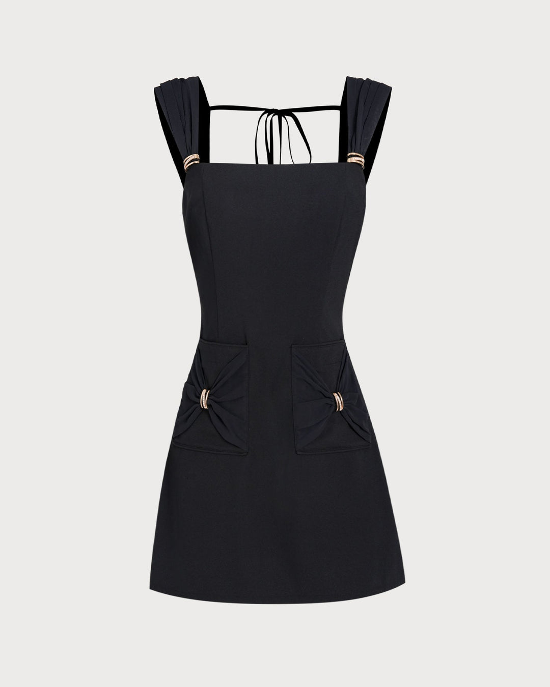 Morgan and Brooke | Black Square Neck Cap Sleeve Mini Dress
