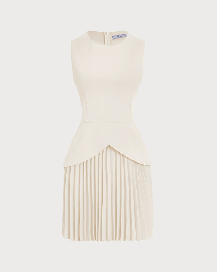 Morgan and Brooke | Round Neck Skater Mini Dress for Women in Apricot