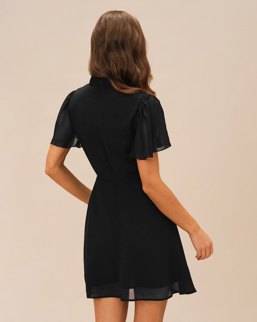 Morgan and Brooke | Black Mini Dress with Butterfly Sleeves
