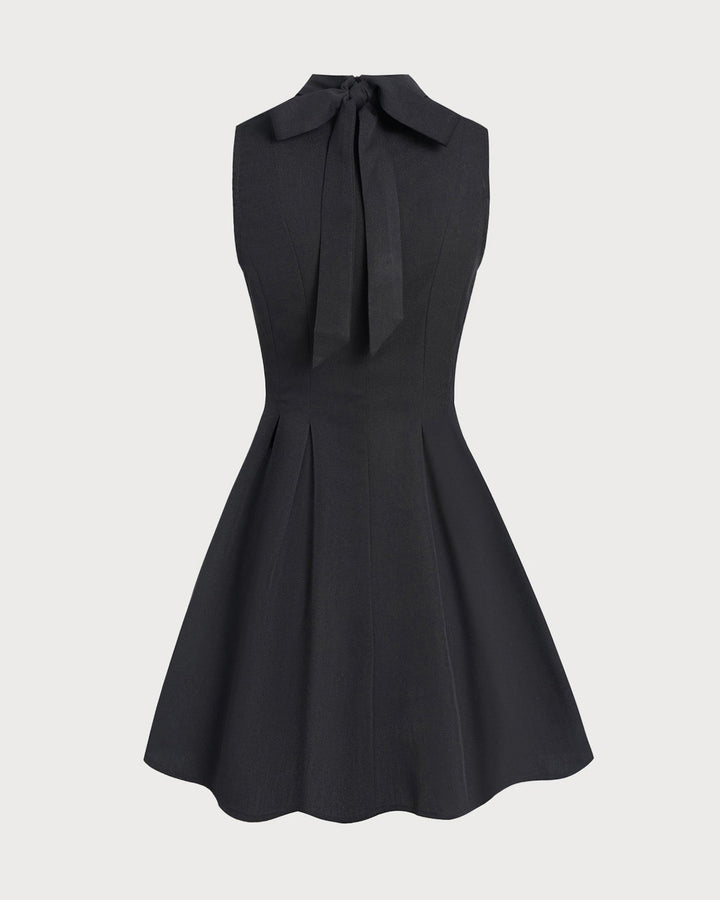 Morgan and Brooke | Black Mock Neck Ruched Sleeveless Mini Dress