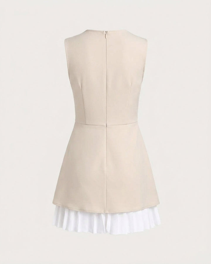 Morgan and Brooke | Apricot Splicing Pleated Mini Dress