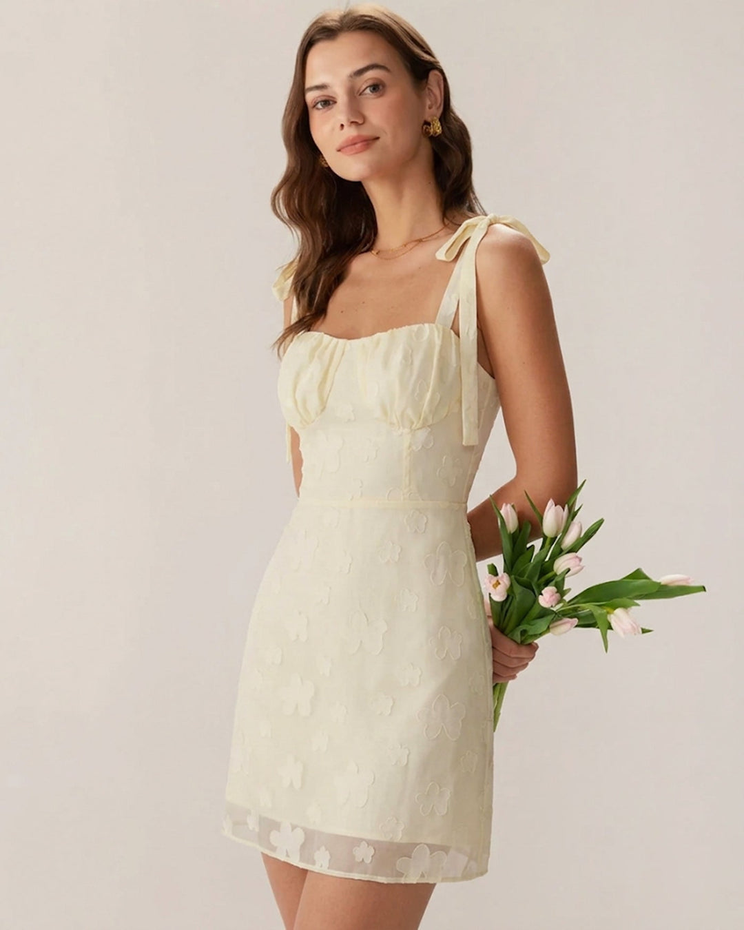Morgan and Brooke | Yellow Jacquard Mini Dress