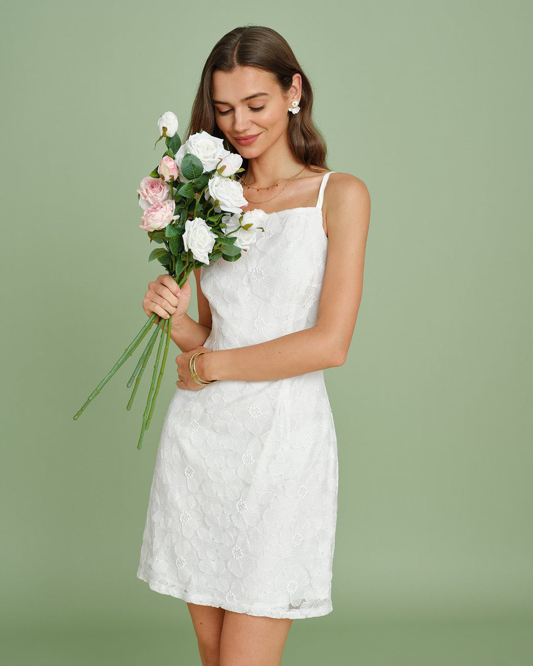 Morgan and Brooke | Textured White Slip Mini Dress