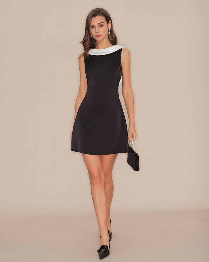 Morgan and Brooke | Cowl Neck Backless Mini Dress, Black