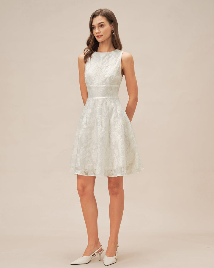 Morgan and Brooke | White Jacquard Mini Dress