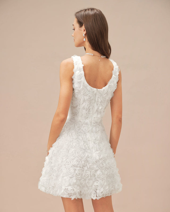 Morgan and Brooke | Floral A-Line Mini Dress for Women in White