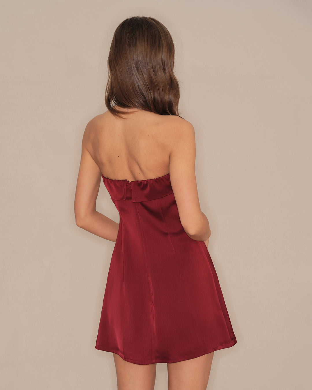 Morgan and Brooke | Strapless A-Line Mini Dress for Women in Red