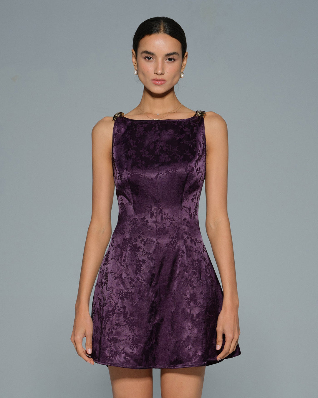 Morgan and Brooke | Floral Mini Dress for Women in Purple
