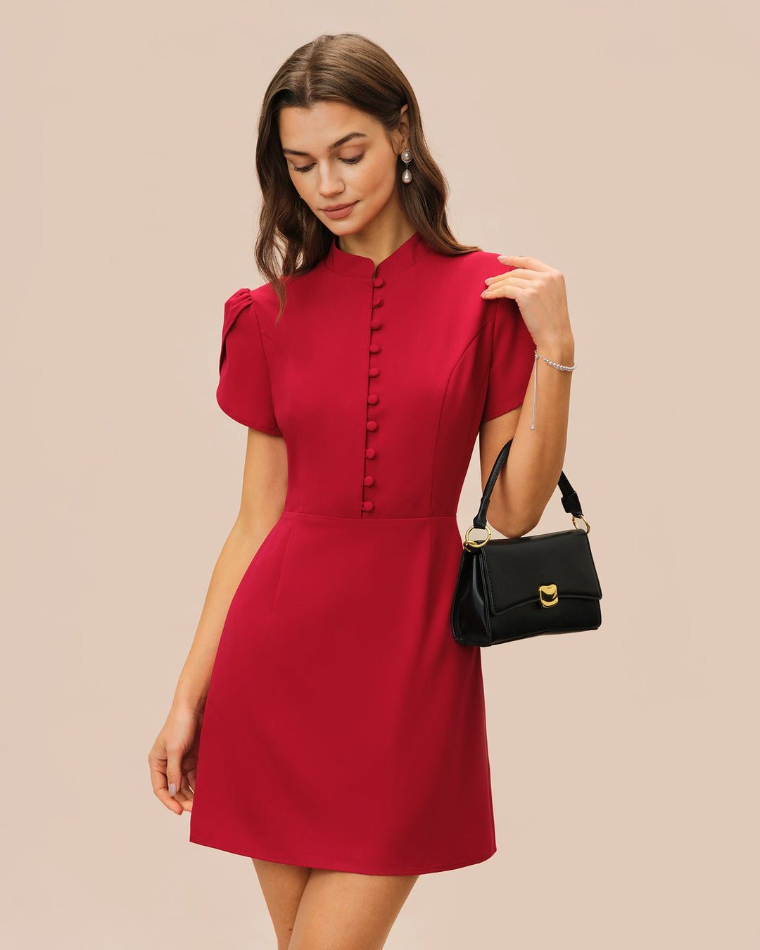 Morgan and Brooke | Red Petal Sleeve Mini Dress