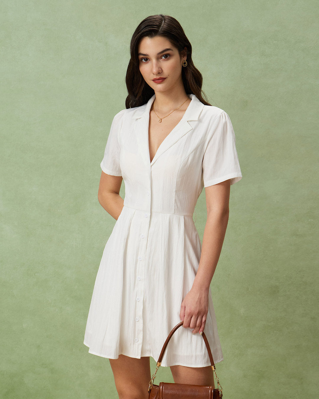 Morgan and Brooke | White Puffed Sleeve Mini Dress
