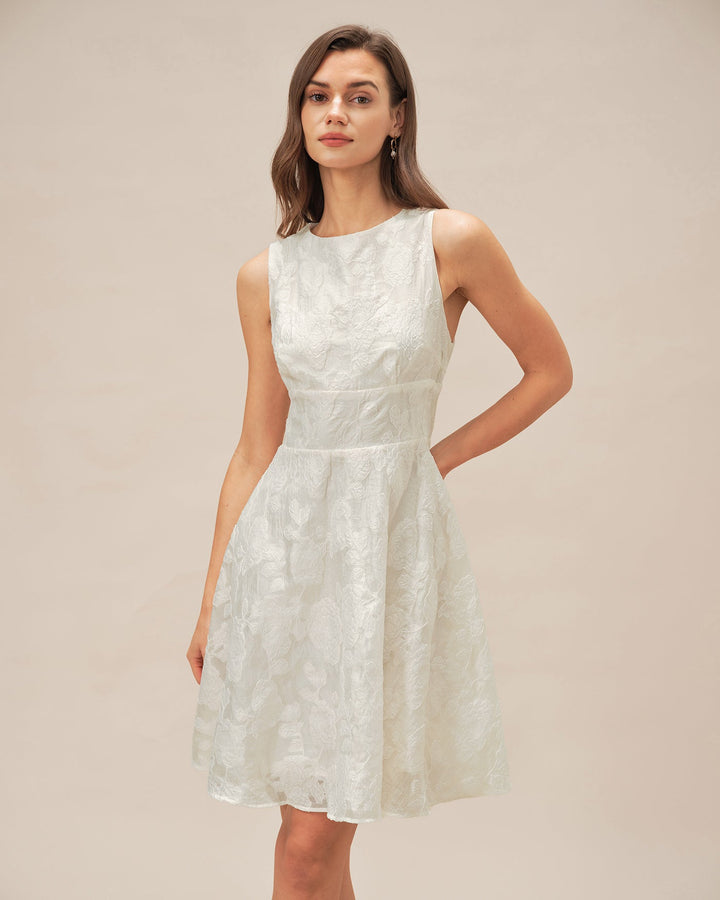 Morgan and Brooke | White Jacquard Mini Dress