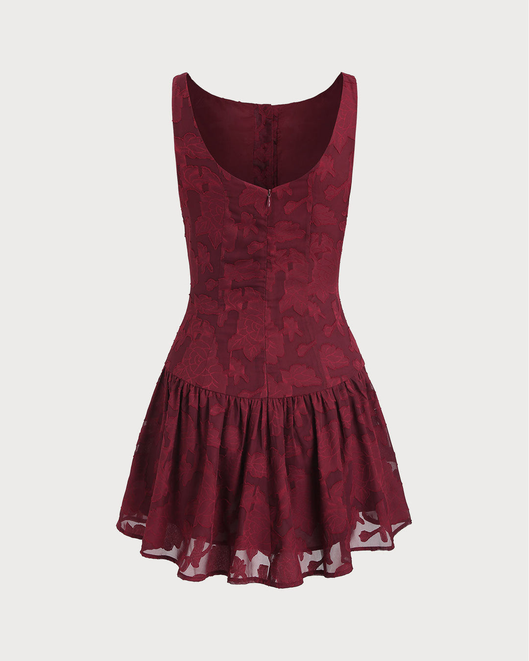 Morgan and Brooke | Jacquard Boat Neck A-Line Mini Dress, Red