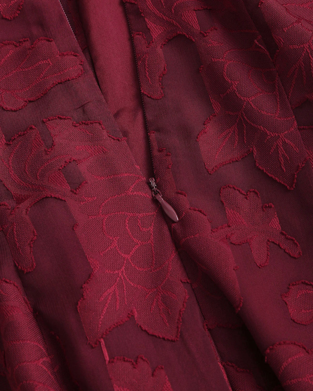 Morgan and Brooke | Jacquard Boat Neck A-Line Mini Dress, Red