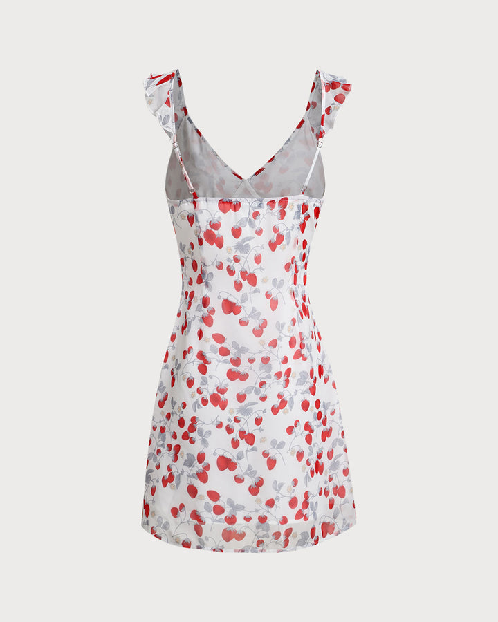 Morgan and Brooke | White Floral V Neck Ruffle Mini Dress
