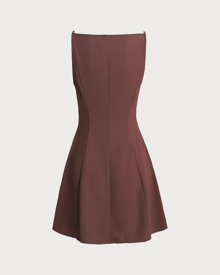 Morgan and Brooke | Brown Pleated Slip Mini Dress