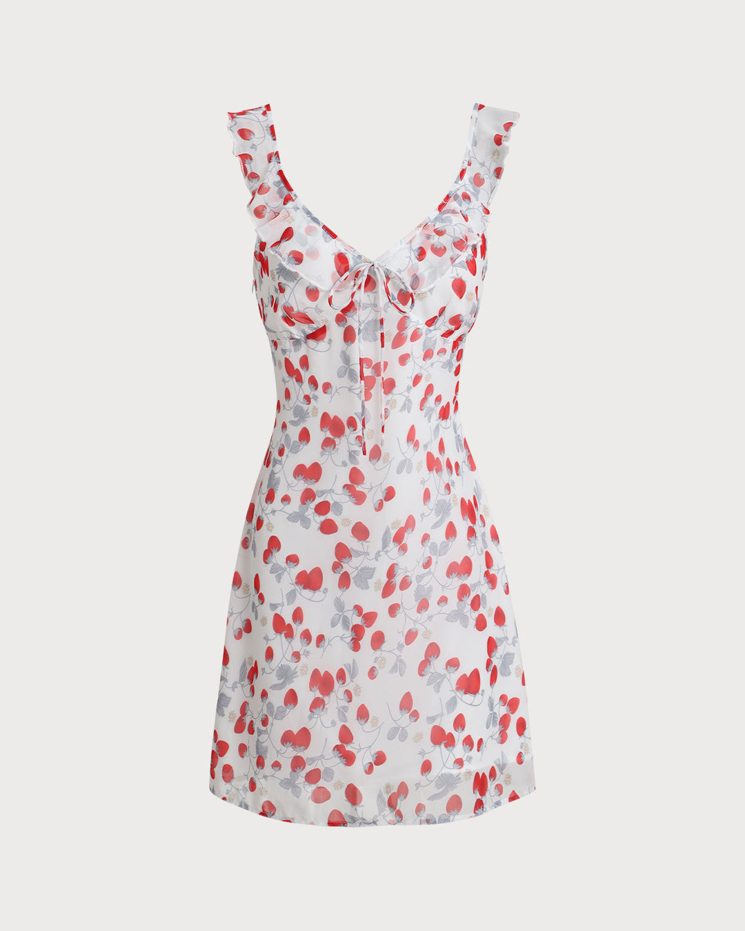 Morgan and Brooke | White Floral V Neck Ruffle Mini Dress