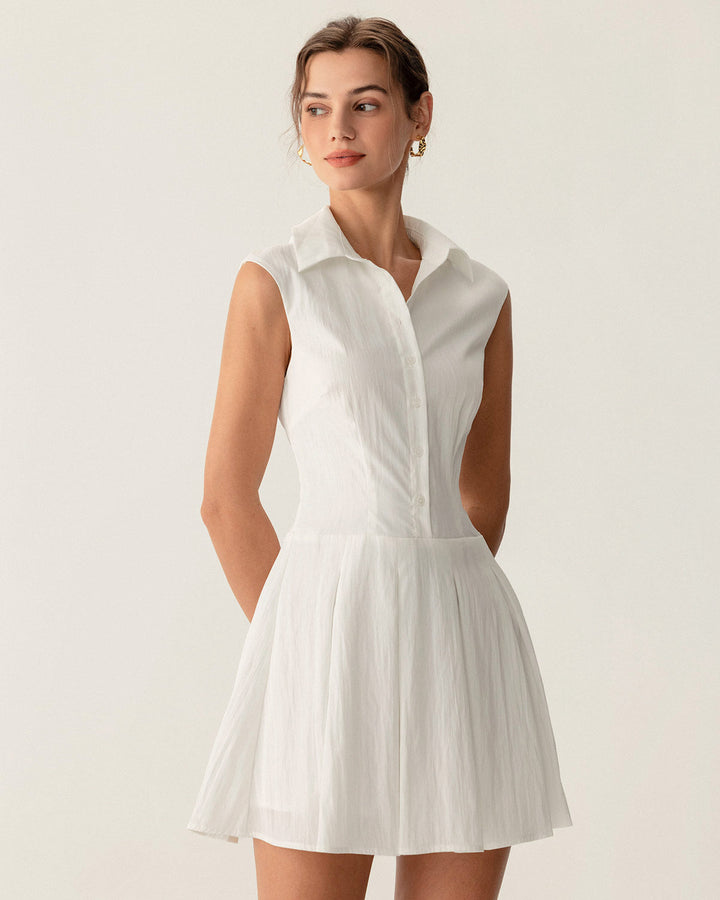 Morgan and Brooke | White A-Line Sleeveless Mini Dress
