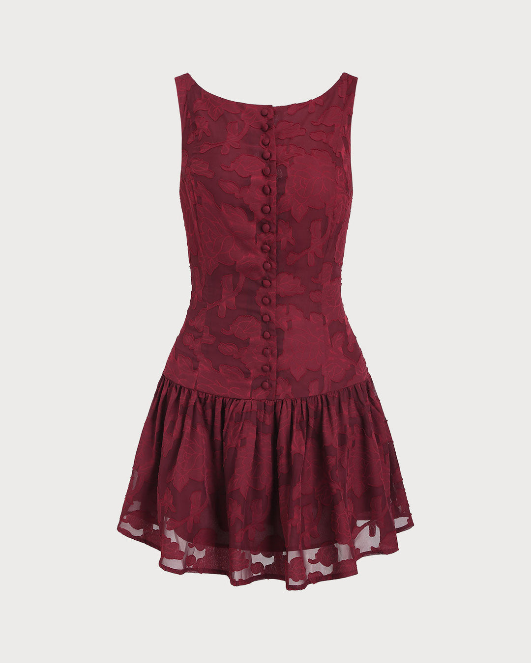 Morgan and Brooke | Jacquard Boat Neck A-Line Mini Dress, Red
