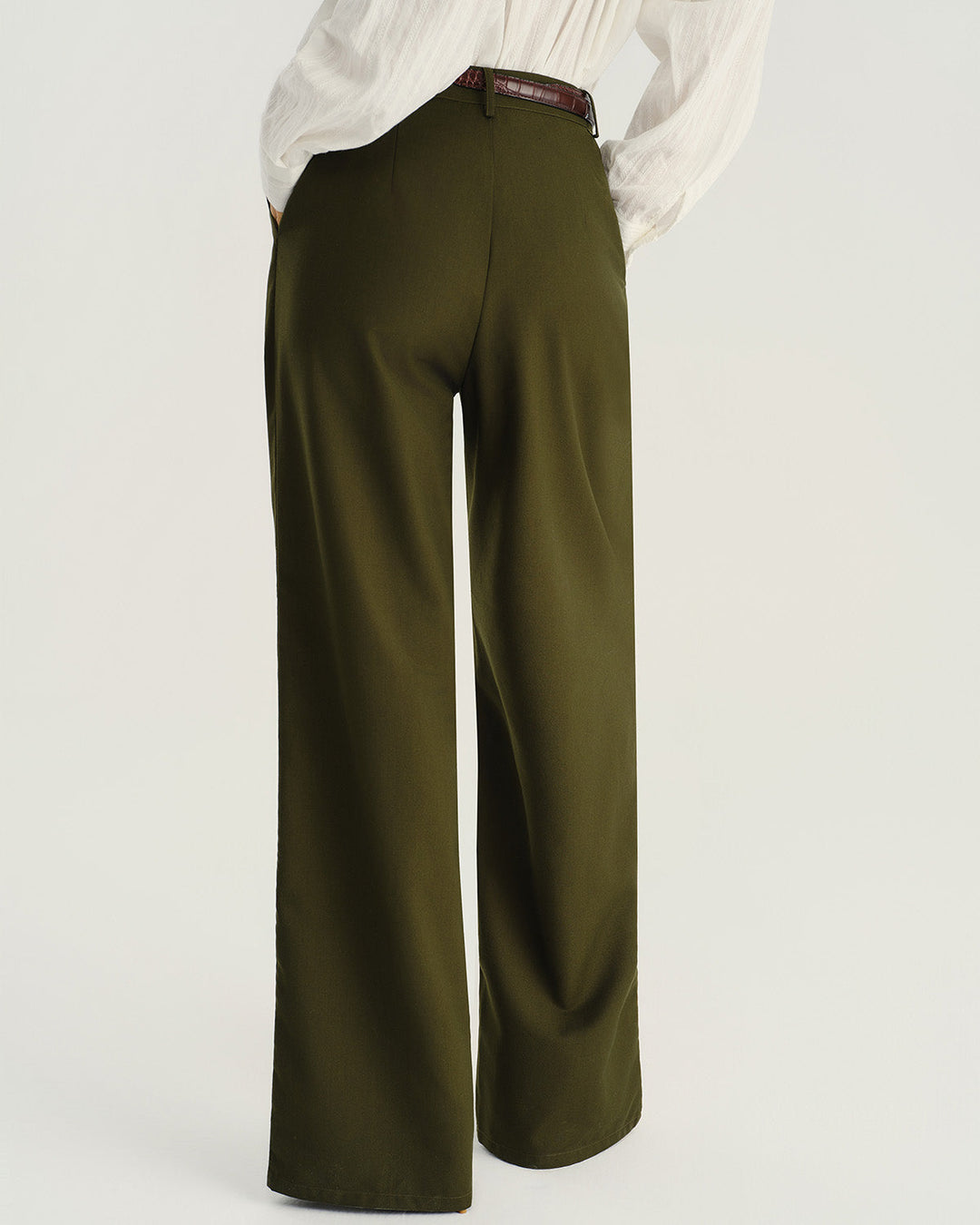 Morgan and Brooke | Green Natural Waist Pocket Straight Pants