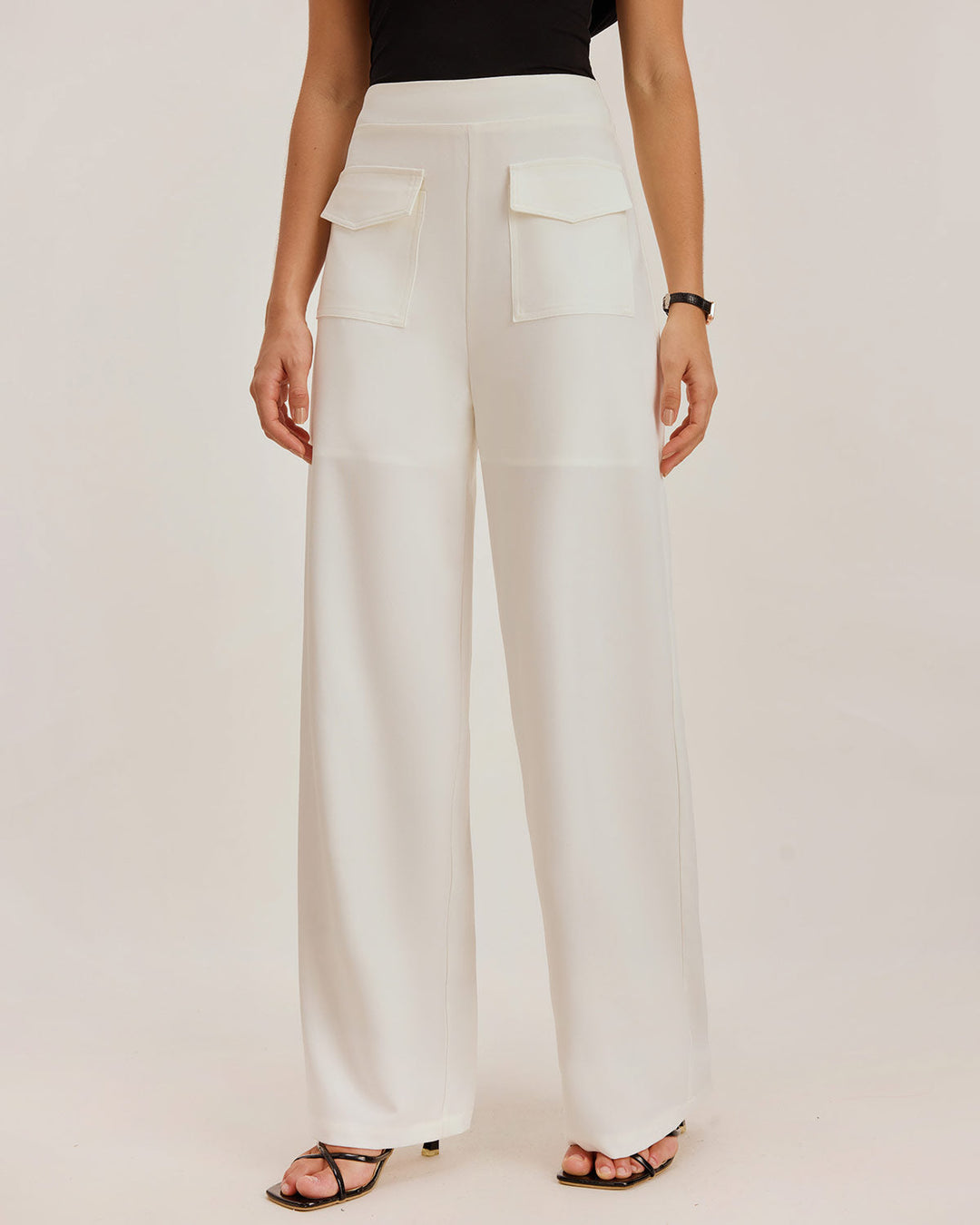 Morgan and Brooke | Straight Pocket Pants for Women in White