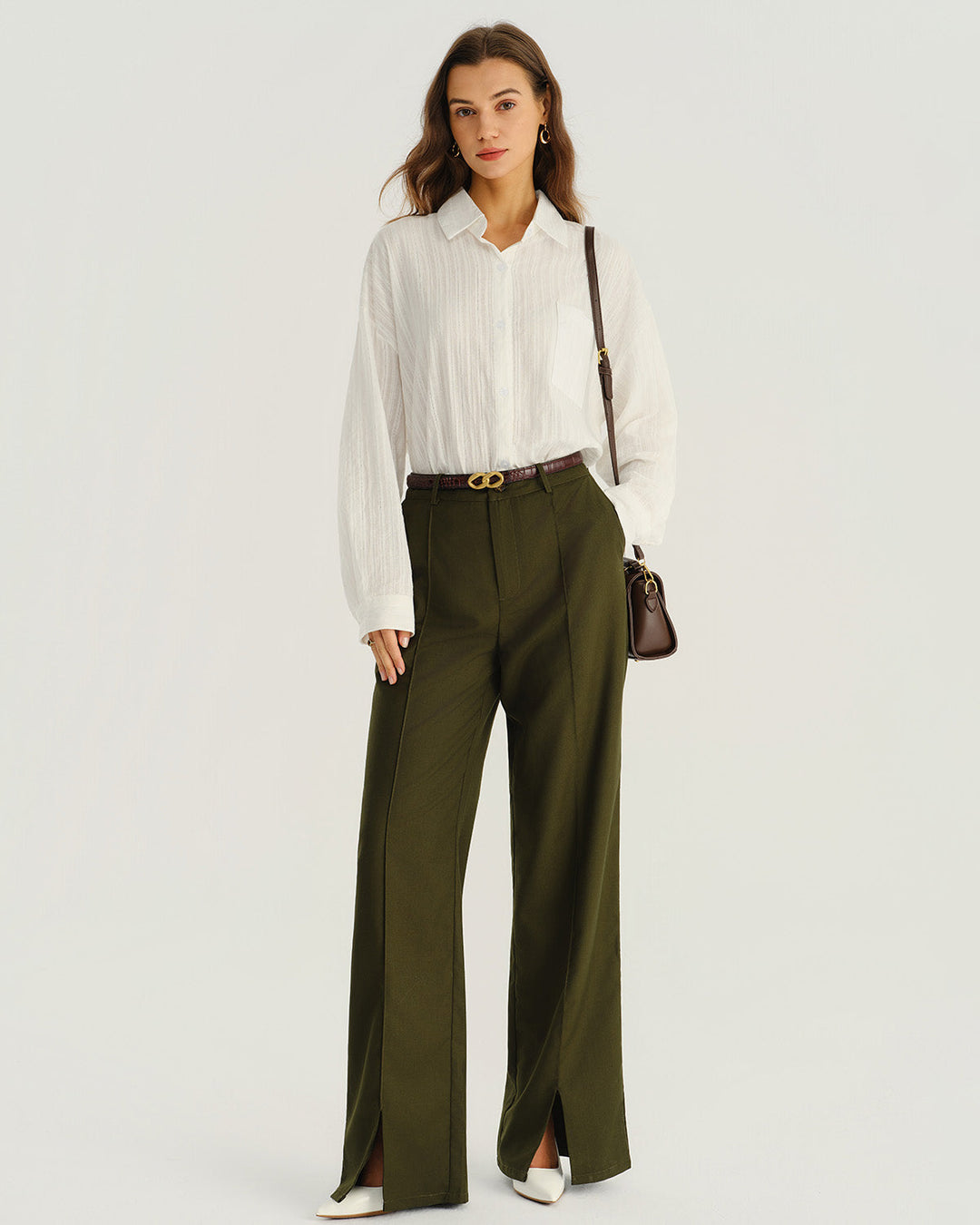 Morgan and Brooke | Green Natural Waist Pocket Straight Pants