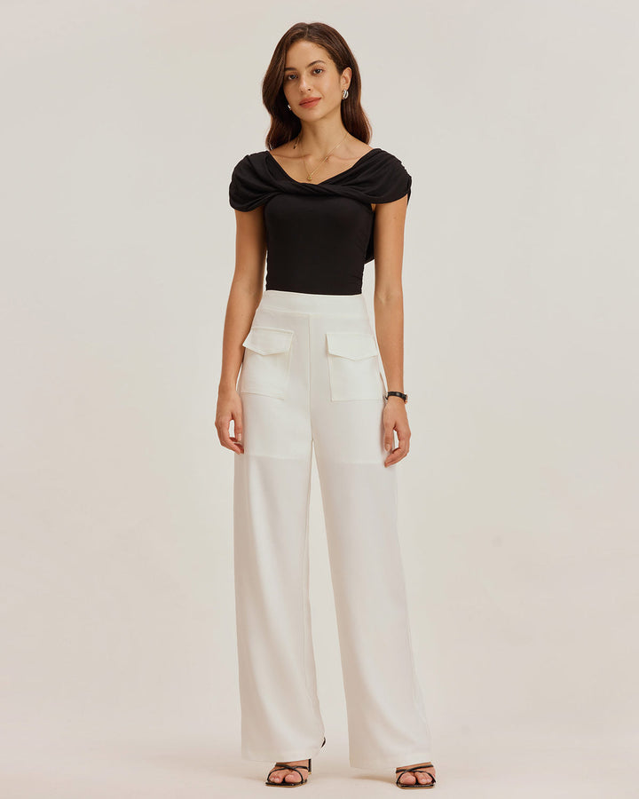 Morgan and Brooke | Straight Pocket Pants for Women in White