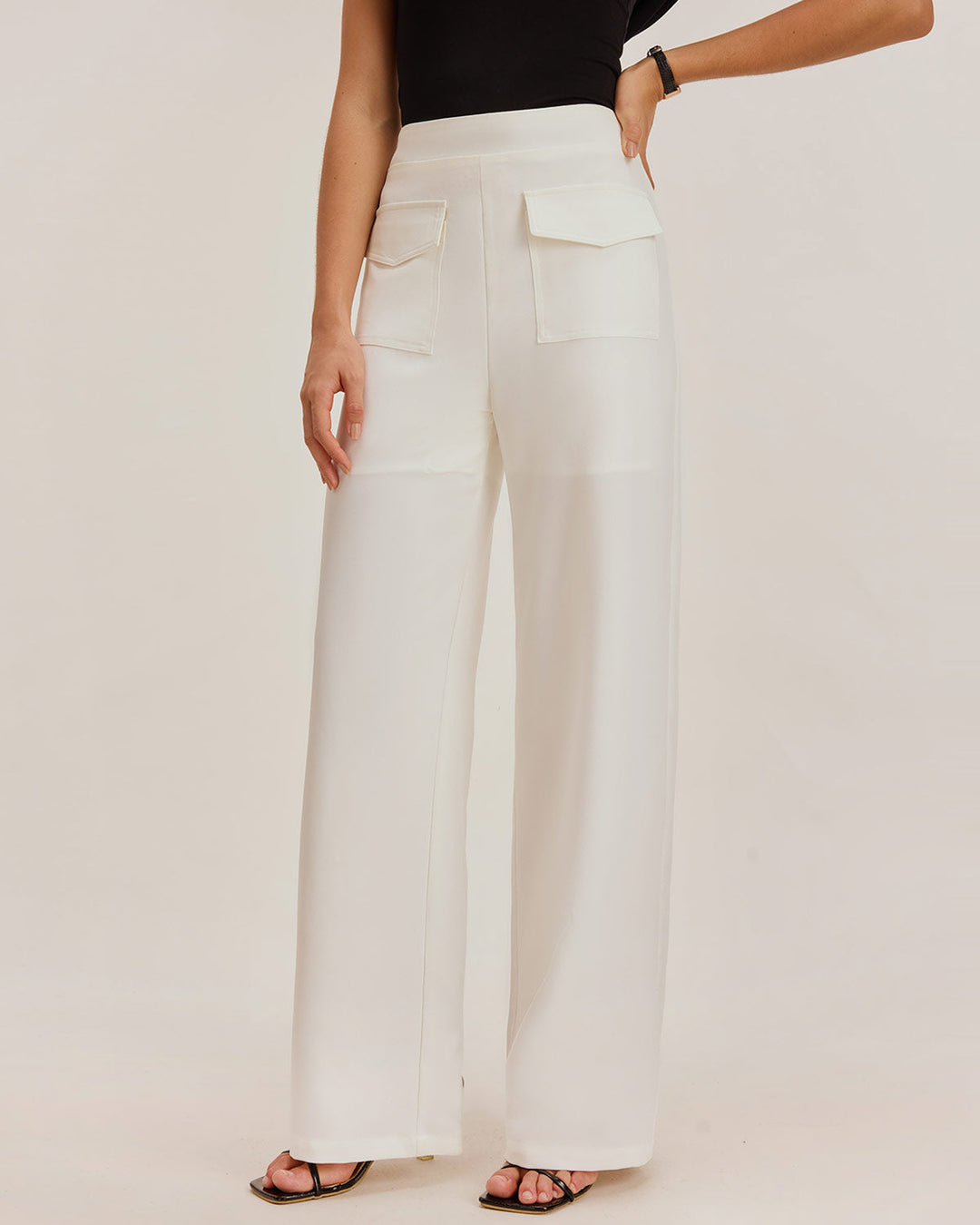 Morgan and Brooke | Straight Pocket Pants for Women in White