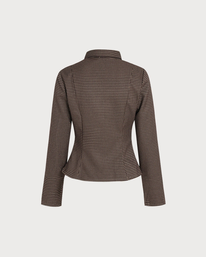 Morgan and Brooke | Plaid Button-Up Shirt for Women in Coffee Color