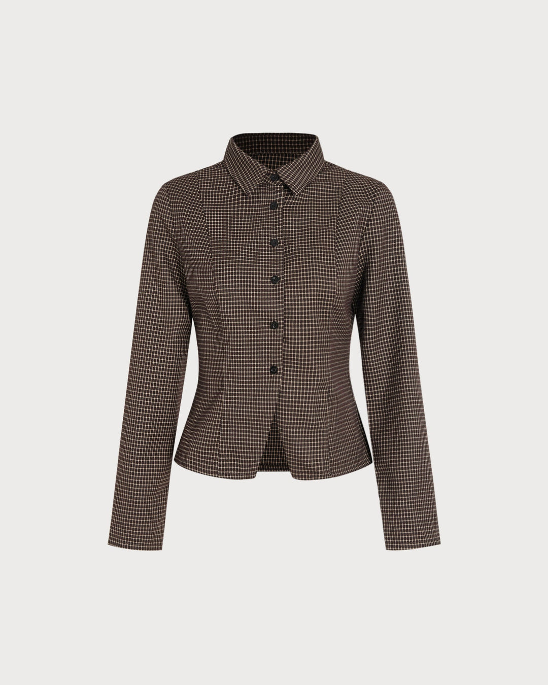 Morgan and Brooke | Plaid Button-Up Shirt for Women in Coffee Color