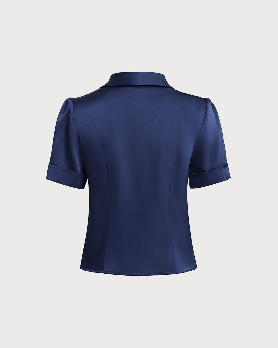 Morgan and Brooke | Satin Button Blouse for Women in Navy