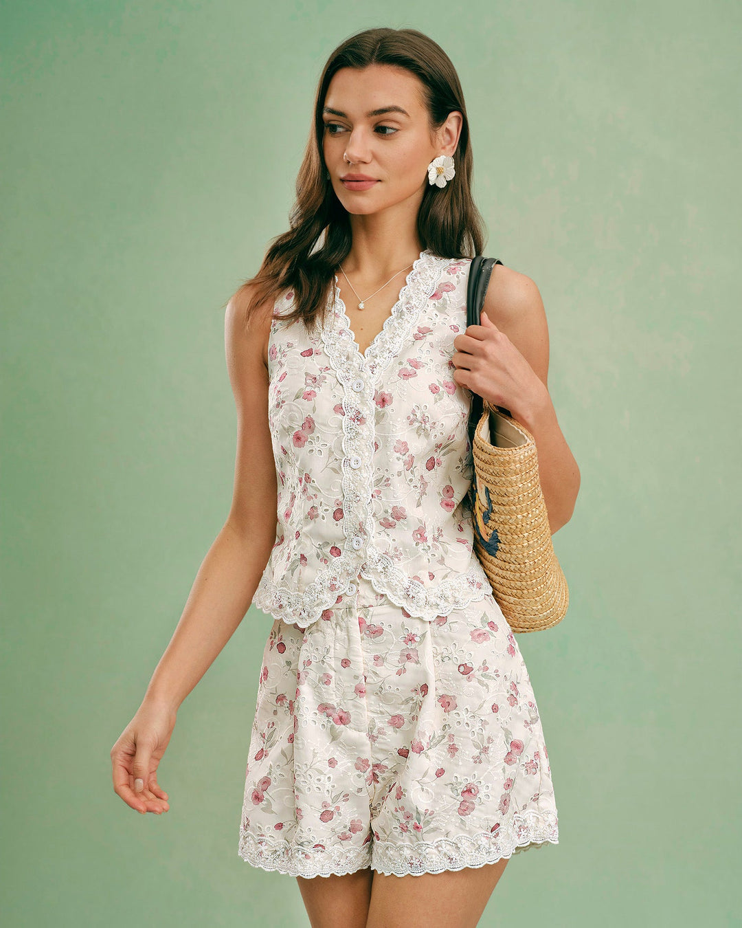 Morgan and Brooke | Floral Lace Shorts for Women