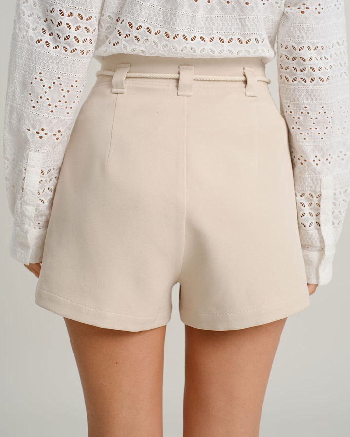 Morgan and Brooke | Beige Tie Waist Shorts