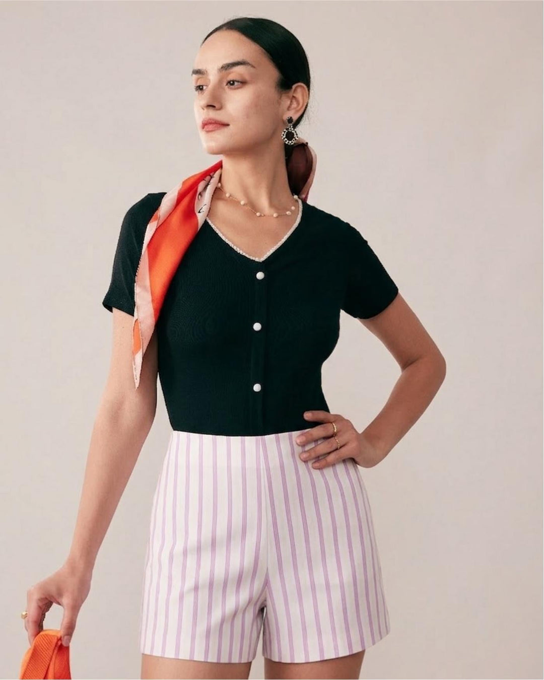 Morgan and Brooke | Striped Pocket Shorts for Women in Pink