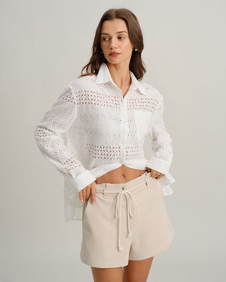 Morgan and Brooke | Beige Tie Waist Shorts