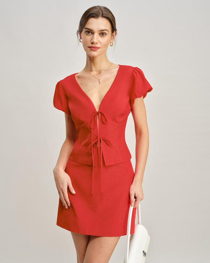 Morgan and Brooke | A-Line Mini Skirt for Women in Red