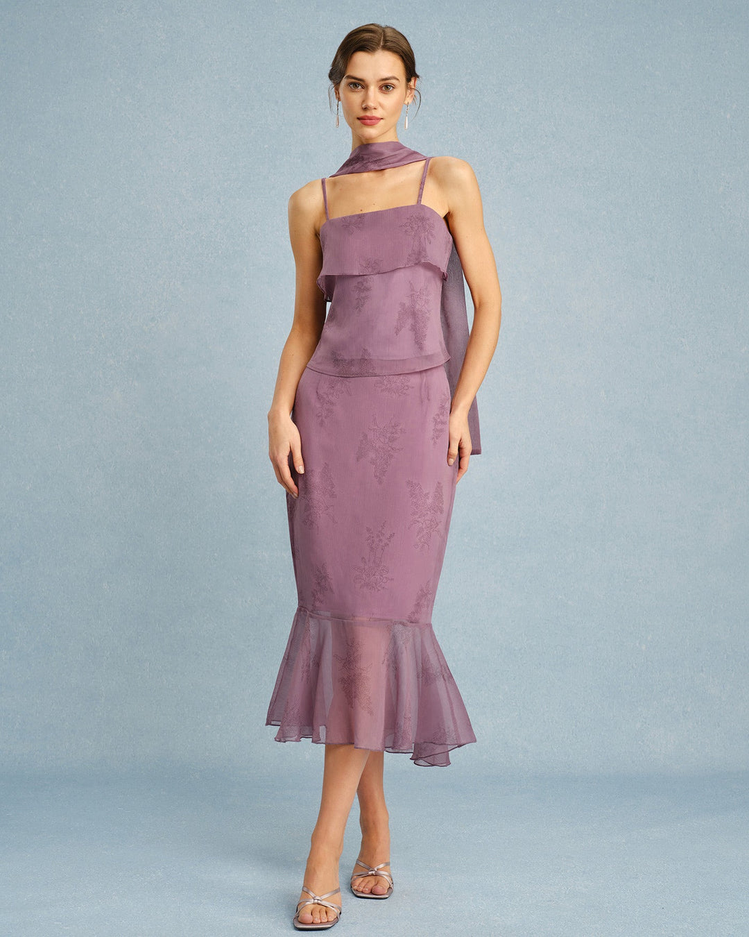 Morgan and Brooke | Floral Midi Skirt for Women in Purple