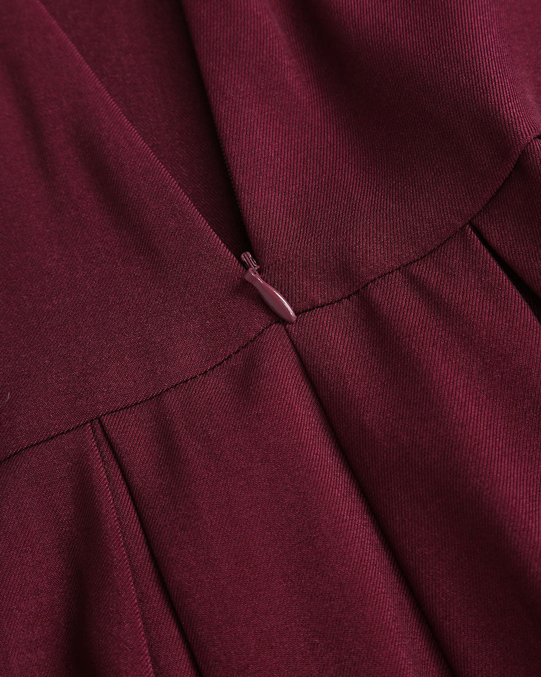 Morgan and Brooke | Natural Waisted Pleated Midi Skirt in Wine Red