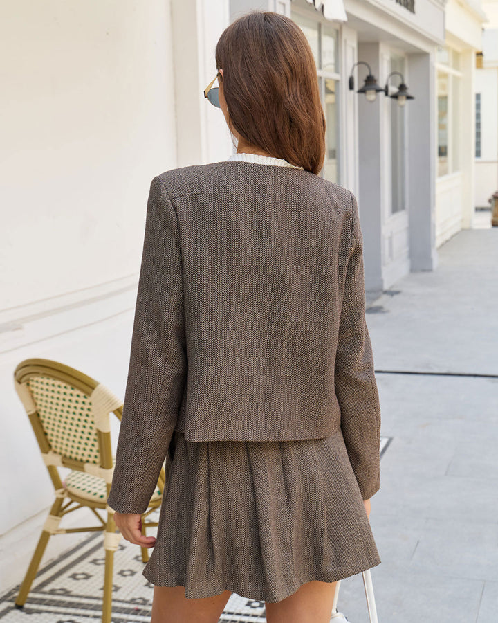 Morgan and Brooke | Brown A-Line Mini Skirt with Pockets