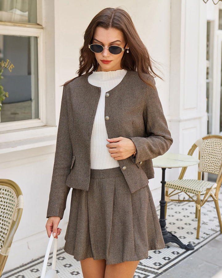 Morgan and Brooke | Brown A-Line Mini Skirt with Pockets