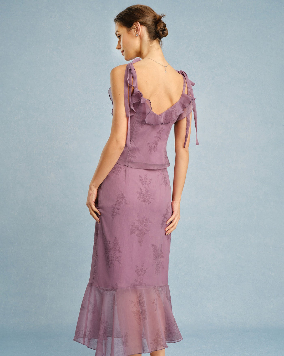 Morgan and Brooke | Floral Midi Skirt for Women in Purple